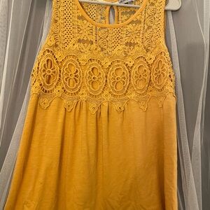 Absolutely Famous Mustard Lace Top